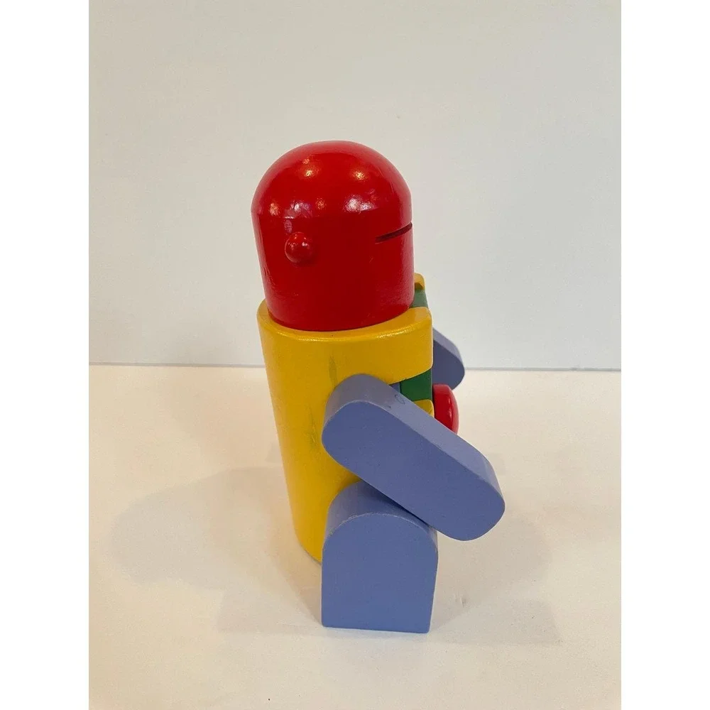RARE Vintage IKEA Wood Building Blocks Robot and House Set Primary Colors